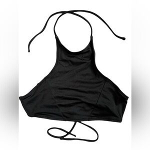 Topshop Black Halter Tie Bikini Activewear Rave Swimsuit Top Size Small S